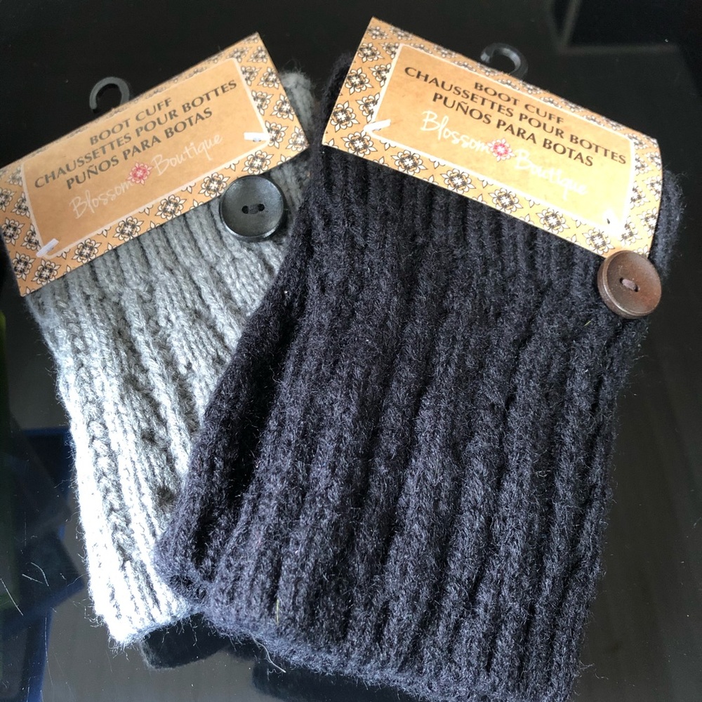 Cable knit boot cuffs in black and gray 2 for 1